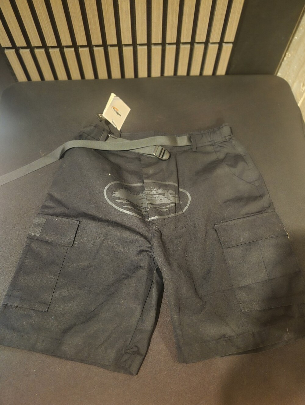 Men's Black Cargo Shorts with Belt